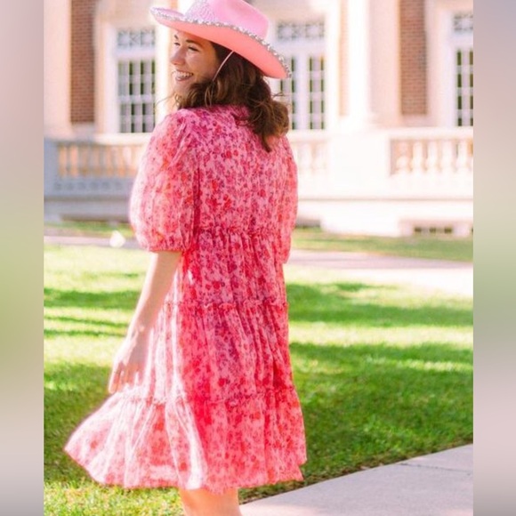 Taylor floral pink dress midi - Picture 2 of 10